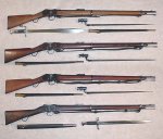 Martini-Henry Rifles. From the top Mark I; Mark II; Mark III; Mark IV..jpg